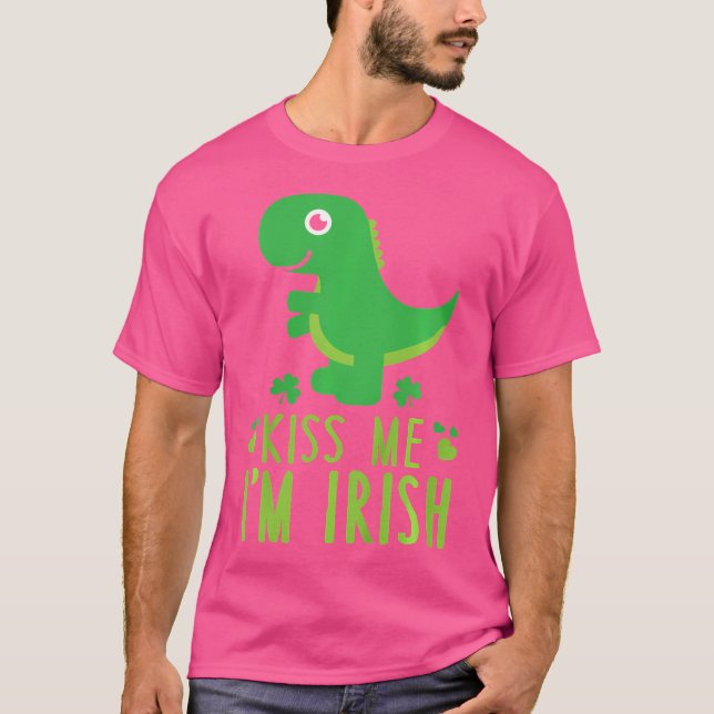 Kiss Me I'M Irish 	 St. Patrick'S Day Cute Dinosau T-Shirt (Front)