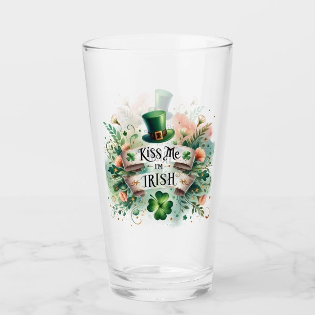 Kiss Me I'm Irish St Patricks Day  Glass (Front)