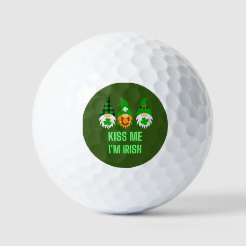 Kiss Me Im Irish St Patricks Day Gnome Shamrock Golf Balls