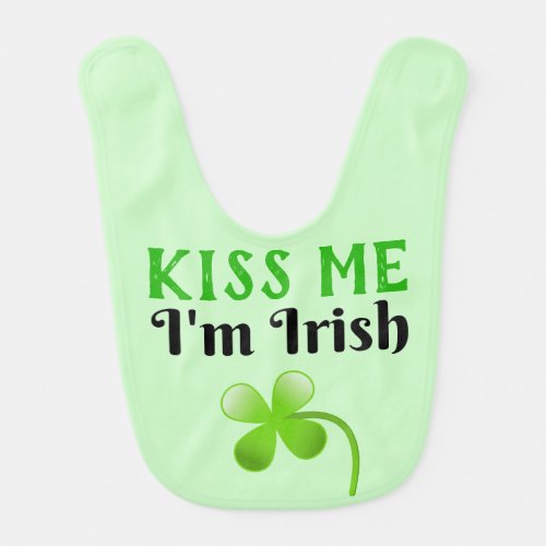 Kiss Me Im Irish St Patricks Day Green Baby Bib