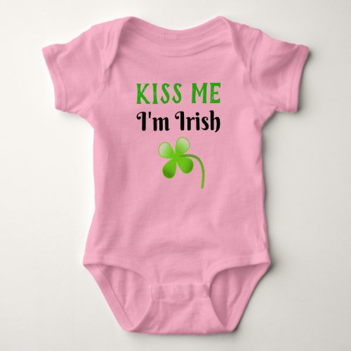 Kiss Me Im Irish St Patricks Day Green Baby Bodysuit
