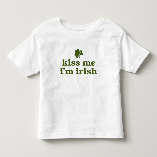 Kiss Me I'm Irish St. Patrick's Day Green Shamrock Toddler T-shirt (Front)