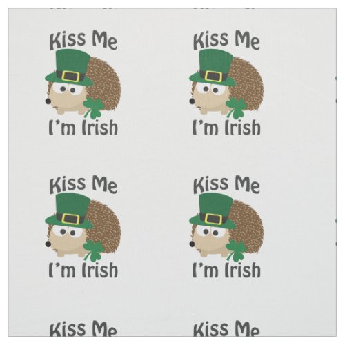 Kiss Me Im Irish St Patricks Day Hedgehog Fabric