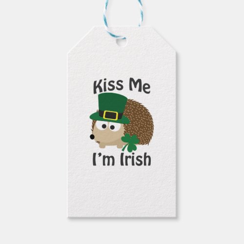 Kiss Me Im Irish St Patricks Day Hedgehog Gift Tags