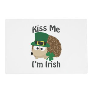 Kiss Me Im Irish St Patricks Day Hedgehog Placemat