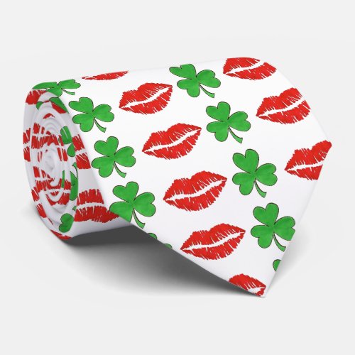 Kiss Me Im Irish St Patricks Day Shamrock Lips Tie