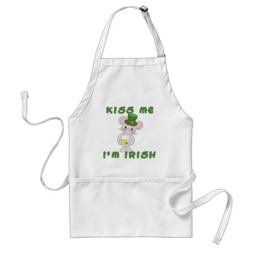 Kiss Me Im Irish with Cute Mouse Adult Apron
