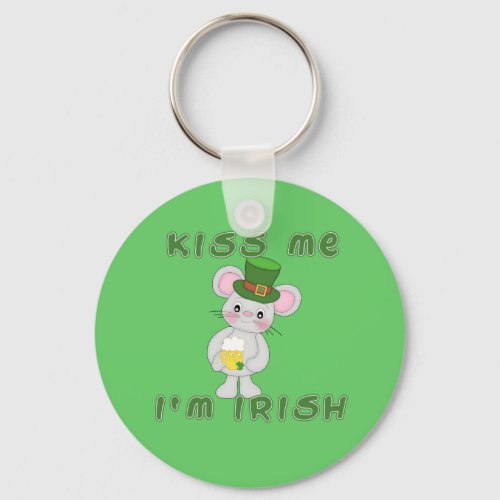 Kiss Me Im Irish with Cute Mouse Keychain