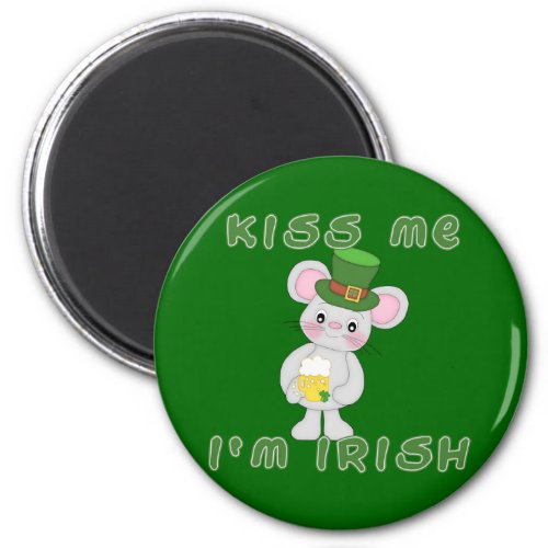 Kiss Me Im Irish with Cute Mouse Magnet