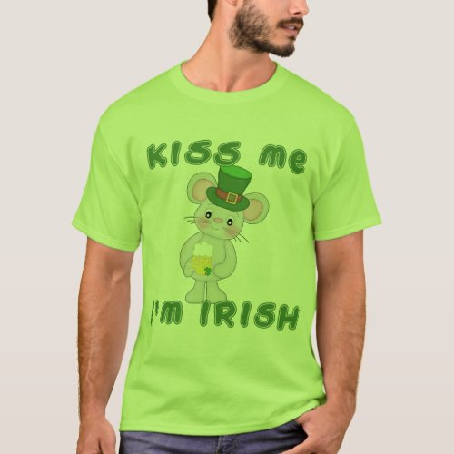 Kiss Me Im Irish with Cute Mouse T_Shirt