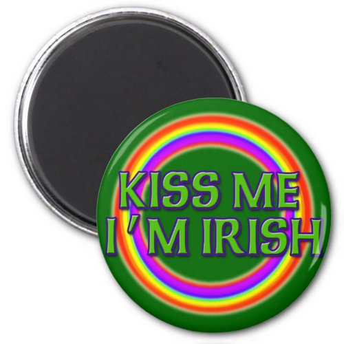 Kiss Me Im Irish with Full Rainbow Magnet