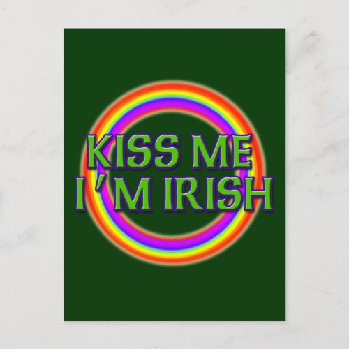 Kiss Me Im Irish with Full Rainbow Postcard