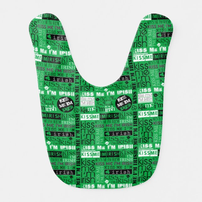 Kiss Me I'm Irish Word Play Baby Bib (Front)