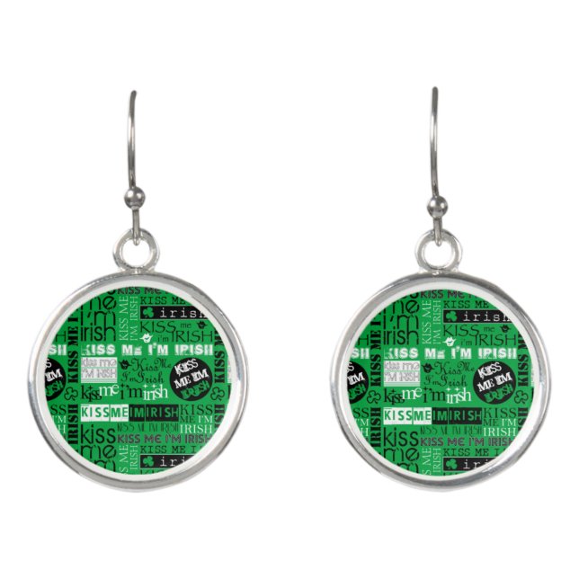 Kiss Me I'm Irish Word Play Earrings (Front)