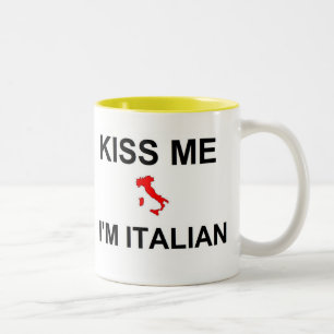 Kiss Me I'm Italian Two-Tone Coffee Mug
