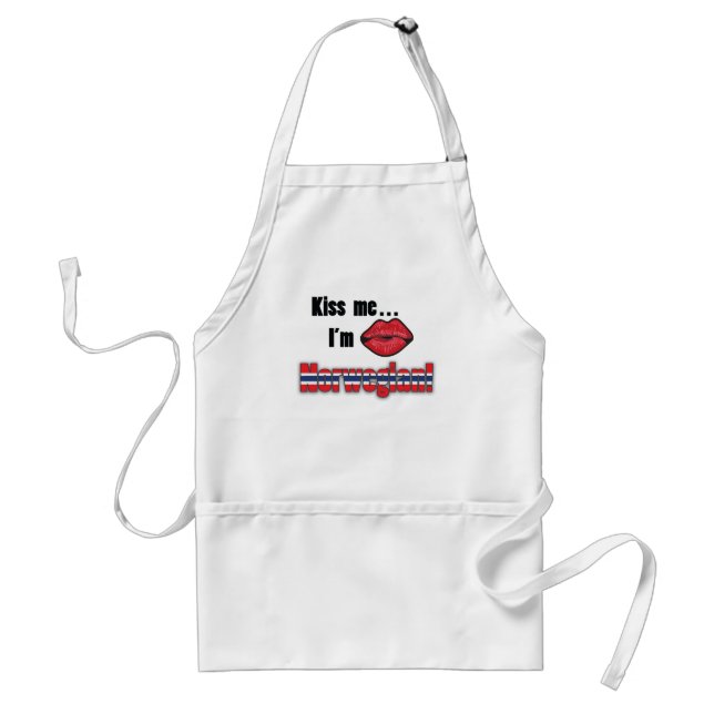 Kiss me I'm Norwegian Adult Apron (Front)