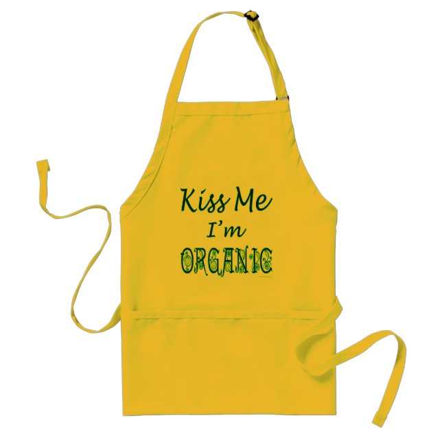 Kiss Me I'm Organic Green Saying Apron (Front)