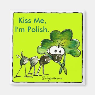 Kiss Me I'm Polish Shamrock Magnet