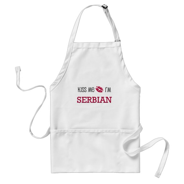 Kiss Me I'm SERBIAN Adult Apron (Front)