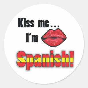 Kiss Me I'm Spanish Classic Round Sticker