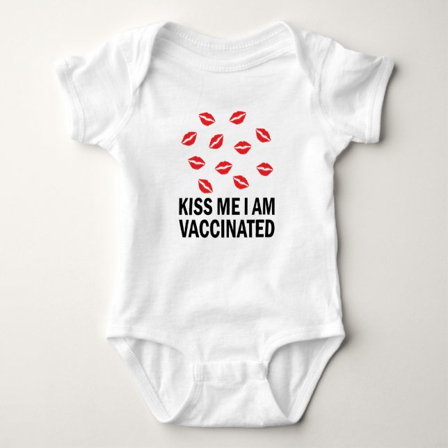 kiss me im vaccinated baby bodysuit (Front)