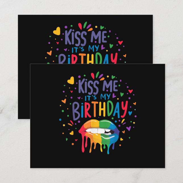 Kiss Me It's My Birthday Invitation (Front/Back)