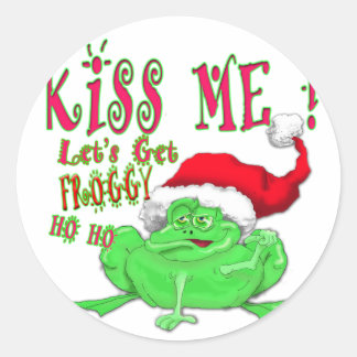 Kiss Me lets get Froggy Classic Round Sticker