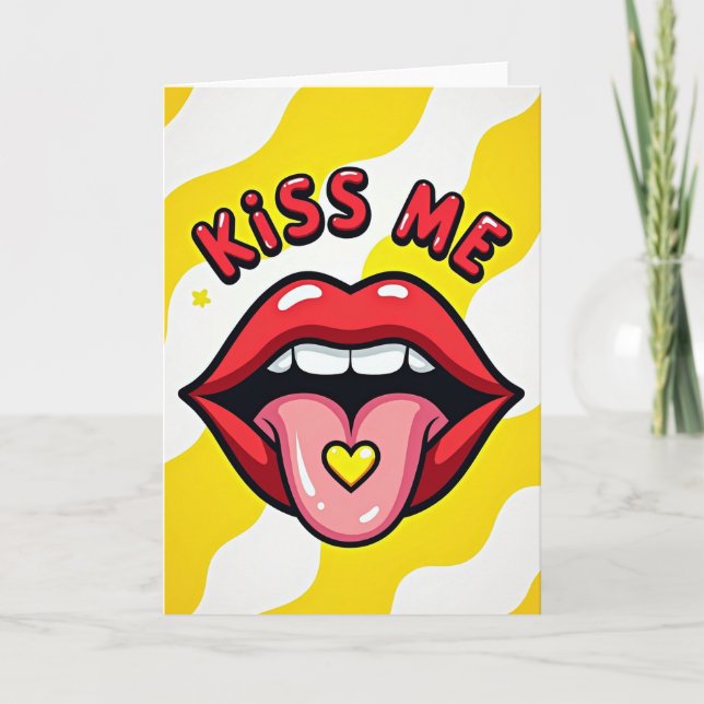 Kiss Me Lips Art Pop Style Card (Front)