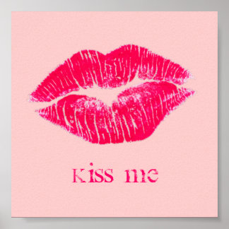 Pink Lips Kiss Posters | Zazzle