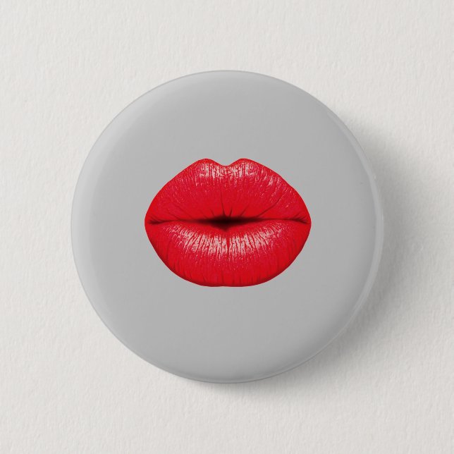 KISS me LIPS red mouth Button (Front)