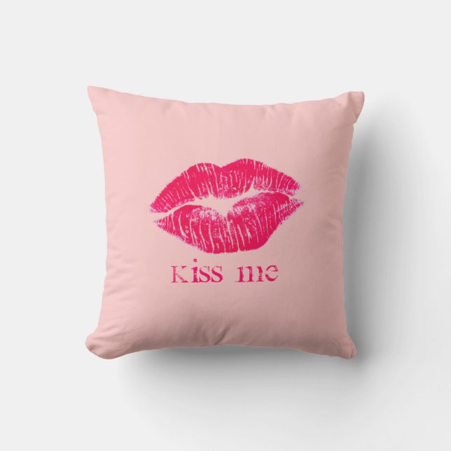 Kiss Me Lips Throw Pillow (Front)