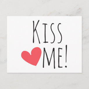 Kiss Me Love Red Heart Thinking Of You,  Hello Postcard
