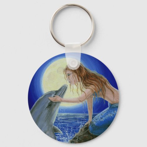 Kiss Me Mermaid  Dolphin Fantasy keychain