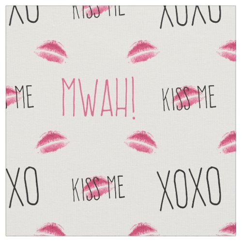 Kiss Me Mwah Lip Print Pattern Fabric