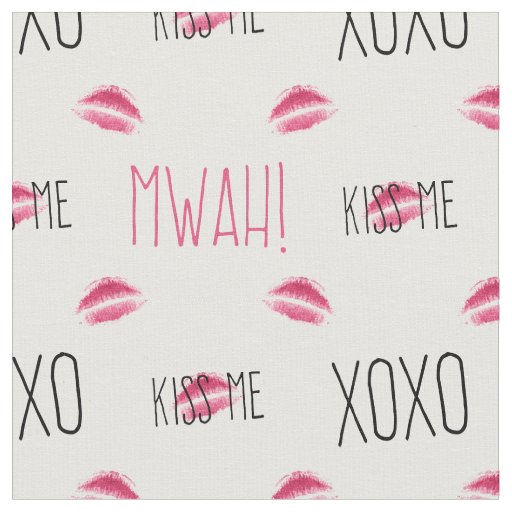 Kiss Me Mwah! Lip Print Pattern Fabric