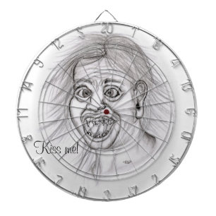 Kiss me! Pencil drawing black and white Design Dart Board
