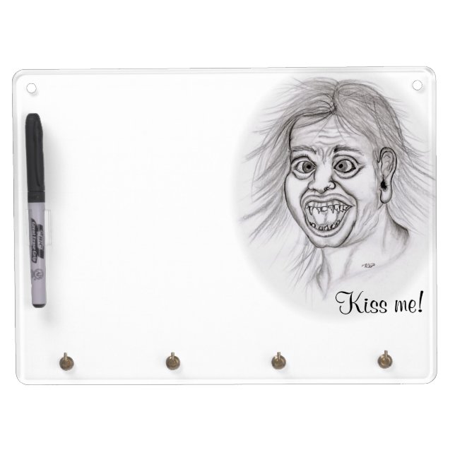 Kiss me! Pencil drawing black and white Design Dry Erase Board With Keychain Holder (Front)