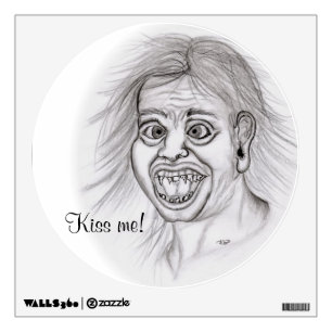 Kiss me! Pencil drawing black and white Design Wall Sticker