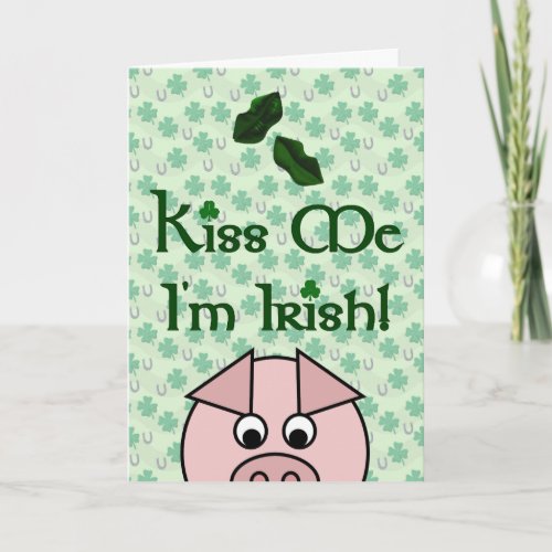 Kiss Me Pig St Patricks Day Card