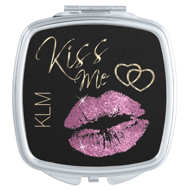 Kiss Me, Pretty Pink Lips Compact Mirror (Front)
