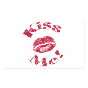 Kiss Me! Red Lips Rectangular Sticker