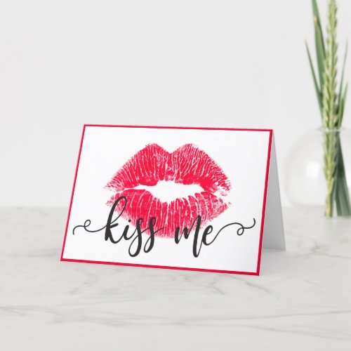 Kiss Me Red Lips  Valentines Day Holiday Card