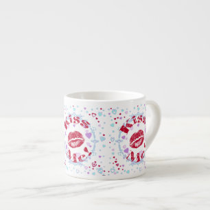 Kiss Me! Red Lips With Hearts Espresso Cup