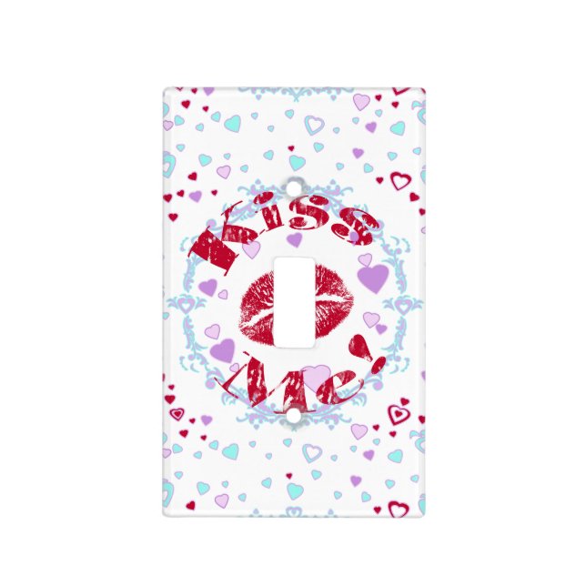 Kiss Me! Red Lips With Hearts Light Switch Cover (Front)
