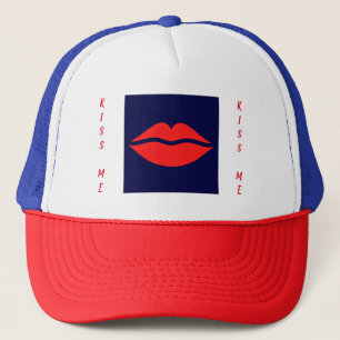 KISS ME RED WHITE AND BLUE TRUCKER HAT