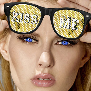 KISS ME retro Shades golden / Fun Party Sunglasses