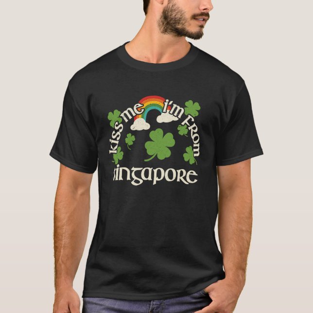 Kiss Me Shamrock  Funny St Patrick's Day Singapore T-Shirt (Front)