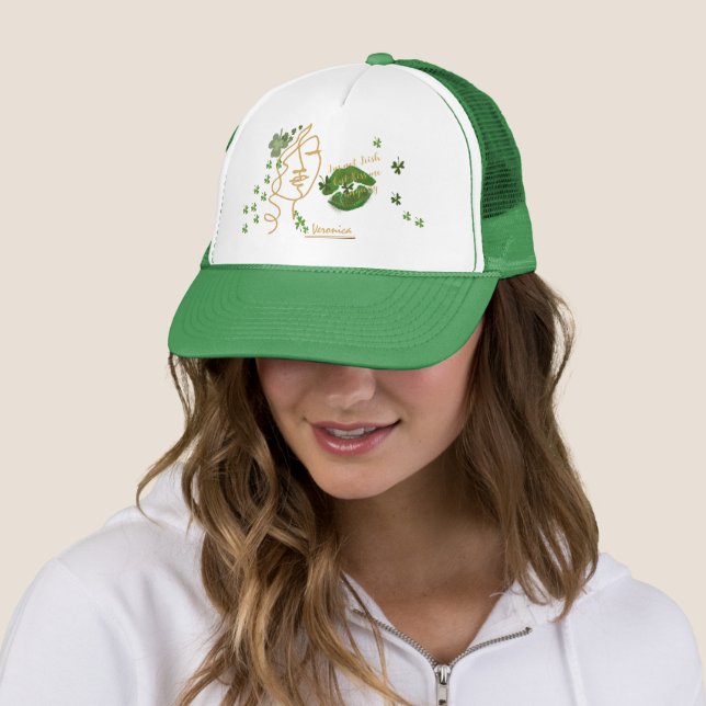 Kiss me Shamrock lips white green Female Hat (In Situ)