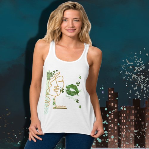 Kiss me Shamrock lips white Tank Top