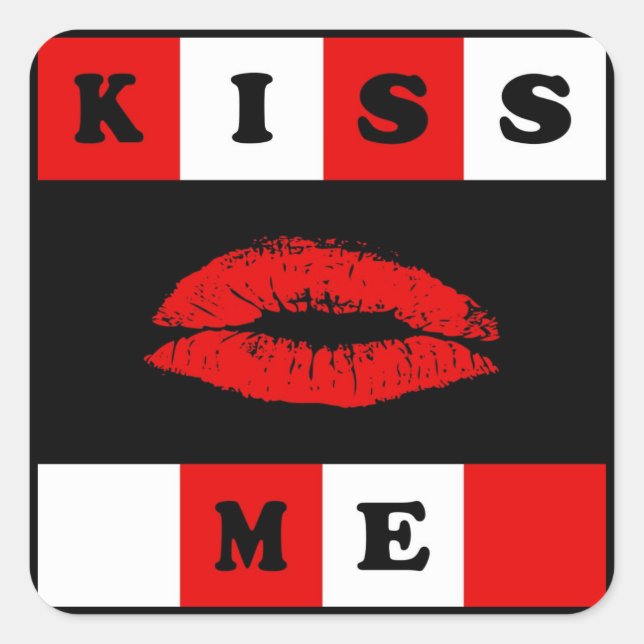 Kiss me! square sticker (Front)